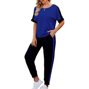 VIMPUNEC Women 2 Piece Outfits Summer Casual Lounge Sets Soft Sweatsuits Trendy Matching Sets (X-Large, Royal Blue)