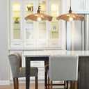 Modern Style Amber Glass Pendant Lights Fixtures 11 In/280mm Diameter Flower Lampshade and Gold Brass Finish with Switch ON/Off Pendant Ceiling Lamp for Farmhouse(Amber)