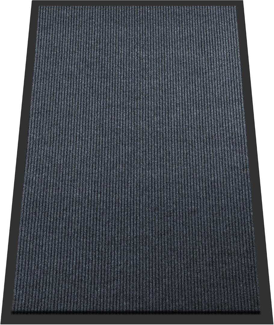 BesWin Indoor Outdoor Mat, 3' x 4' All-Season Waterproof Doormat for High Traffic Entryway, Heavy Duty Commercial Floor Mat, Non Slip Rubber Backing Front Door Mat Outside Entrance, Low-Profile, Grey