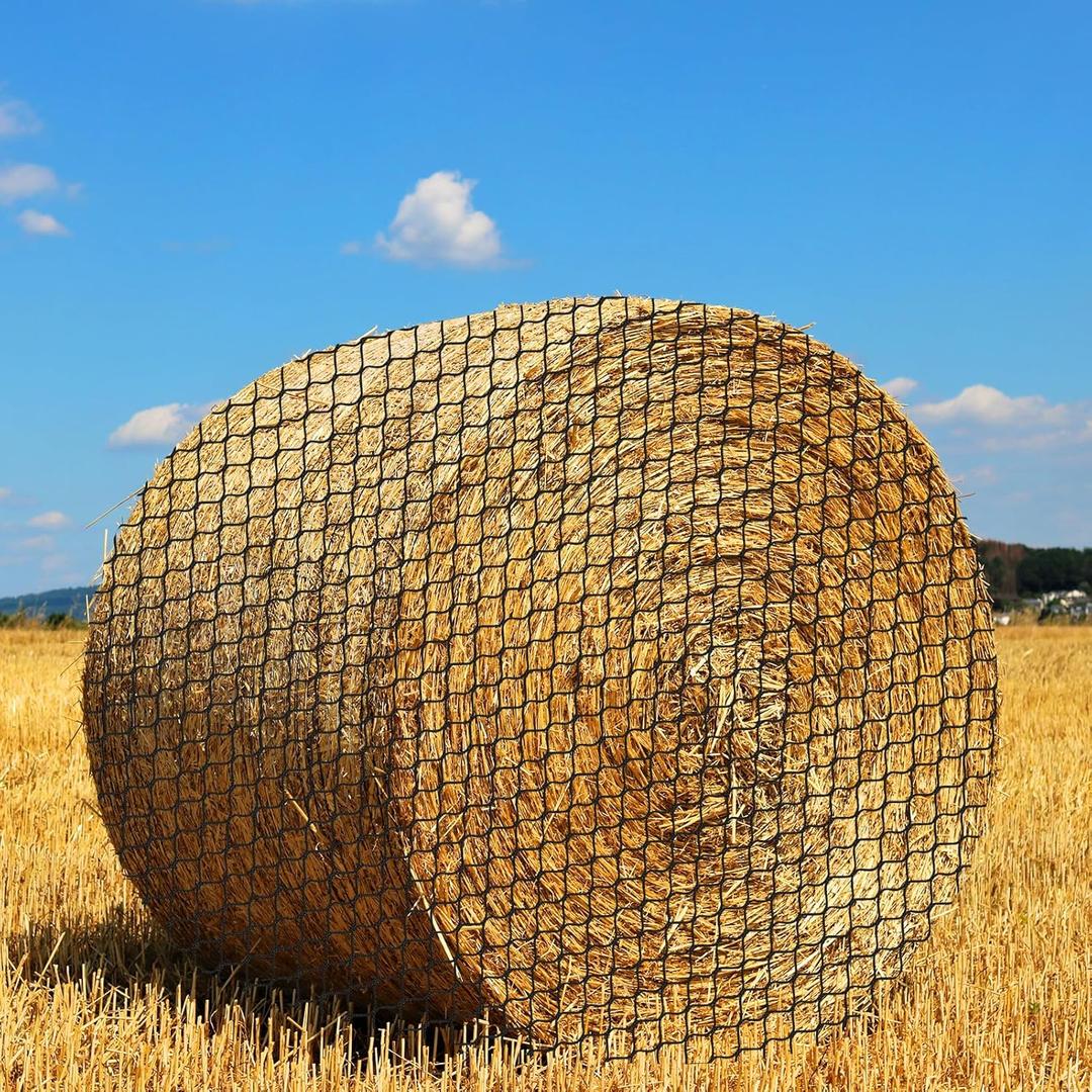 Round Bale Hay Net for Horses, Durable 6 * 6 ft Nylon Knotless Slow Feeder Hay Nets for Horses and Goats, Fits 6 * 6,5 * 5, 4 * 5&4 * 4 Ft Hay Bales