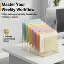 Simmer Stone 2 pcs Incline File Sorter, 7 Slot Magazine Holder for Letter, Document, Folder and Book, Metal Desktop Organizer Rack for Home, School and Office (2-gold)
