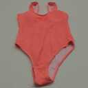 Limeeke Women One Piece Swimsuit Solid Ribbed Monokini Swimwear Scoop Neck Low Back Bathing Suit (Small, Coral Pink)