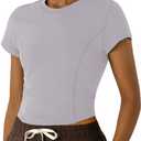 Workout Tops for Women Athletic Tops Short Sleeve Shirts-Cropped Slim Fit Gym Running Yoga T Shirts (S)