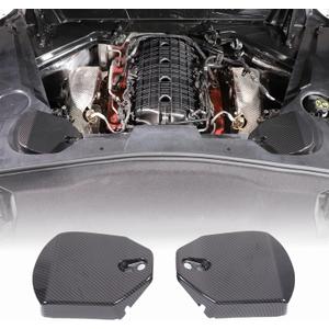 Rear Strut Tower Covers Compatible with Chevrolet Corvette C8 2020-2023, ABS Plastic Engine Bay Shock Protection Panel Cover Trim, 2pcs C8 Accessories (Carbon fiber pattern)