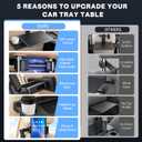 Large Car Tray Table for Back Seat, Foldable Car Desk for Laptop with Adjustable Height, Hidden Cup Holder & Phone Holder, Heavy Duty Travel Food Tray for Eating Working Road Trips (Blue)