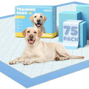 Powools 75-Pack XX-Large Puppy Pads - 38" x 28" Pee Pads for Dogs Potty Training with Leak-Proof Quick-Dry Design, 6-Layer Wee Wee Pads for Dogs, Blue