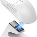 X6 Superlight Wireless Gaming Mouse with RGB Magnetic Charging Dock, 49g Ultralight Mice, PixArt PAW3395 Gaming Sensor, BT/2.4G Wireless/Wired Mouse, 26000 DPI for Win11/Xbox/PS/Mac (White)