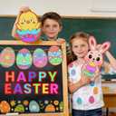 100 PCS Easter Crafts Kit for Kids DIY Foam Stickers - Bunny Eggs Baby Chicks Cutouts for Easter Bulletin Board & Classroom Decorations, Spring Party Home Wall Decor Crafts Supplies