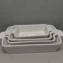 MALACASA Casserole Dishes for Oven, Porcelain Baking Dishes, Ceramic Bakeware Sets of 4, Rectangular Lasagna Pans Deep with Handles for Baking Cake Kitchen, White (9.4"/ 11.1"/ 12.2"/ 14.7"), Series