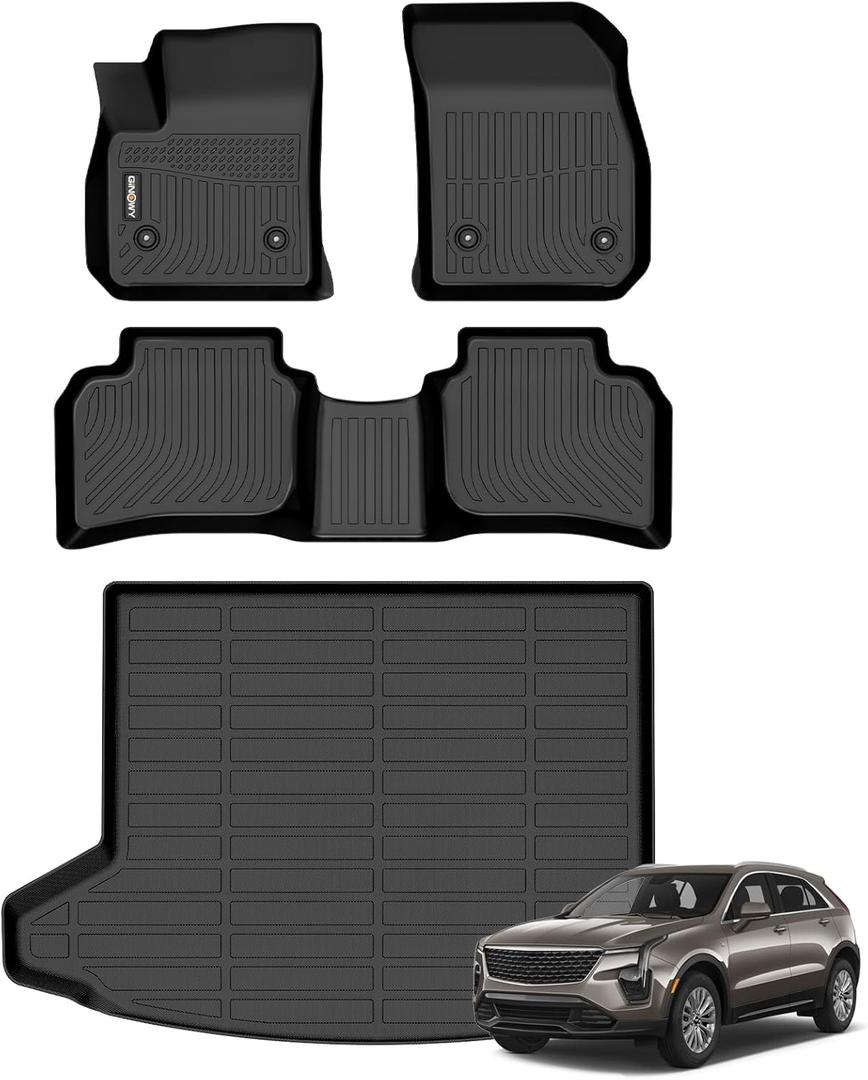 GINOWY-Floor Mats & Cargo Liner for Cadillac XT4 2019-2025TPE All Weather Car Floor for Cadillac XT4XT4 Car Mats, XT4 Cargo Mat Trunk Mat for Cadillac XT4 Car Accessories