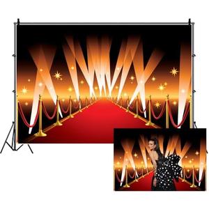 CSFOTO 10x8ft Red Carpet Backdrop for Photoshoot Movie Theater Movie Night Theme Birthday Party Decorative Background Banner VIP Red Carpet Event Backdrop Props