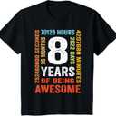 8th Birthday 8 Years Old Vintage Retro 96 Months T-Shirt