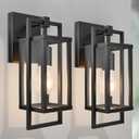 ALVIME Outdoor Wall Lights Fixture, Waterproof&All-Weather Garden Sconce, Exterior Wall Lanterns, Porch Outside Lamps for Entryway, House Front Door Patio Garage, E26 Base&Transparent Glass 2-Pack (Black)
