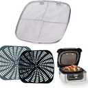 Replacement Stainless Steel Splatter Shield and Reusable Silicone Liner Set for Ninja Foodi AG301, Fine Mesh Splatter Screen Accessories for Ninja Foodi Indoor Grill