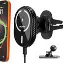 OHLPRO for iPhone 17 Magsafe Car Mount Charger, 15W Fast Charging Magnetic Holder with 3M Adhesive Base for Dashboard, Mag Car Holder for Vent Clip Compatible with iPhone 16/15/14/13 Pro Max, Black