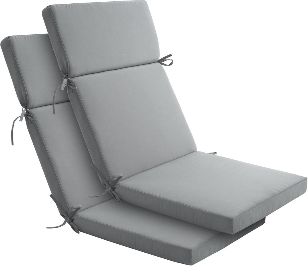 Enipate 2 Pack Outdoor High Back Chair Cushion, Weather Resistant Adirondack Rocking Chair Cushions, Patio Chair Seat Cushions (Grey)