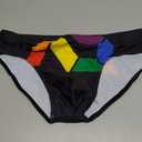 Men's Bikini Swimwear Sexy Low Rise Swimming Briefs with Adjustable Drawstring (Black, L)