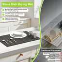 Large Stone Drying Mat for Kitchen Counter, 24" (L) 16" (W) Quick Dry Stone Mat Kitchen, Foldable Stone Dish Drying Mats, Diatomaceous Earth Dish Mat Drying Kitchen Mat,Dark Gray