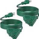 DEWENWILS 15 FT Outdoor Extension Cord, Weatherproof 16/3 SJTW Power Cable for Outdoor String Lights and Landscaping String Lights, ETL Listed, Pack of 2, Green