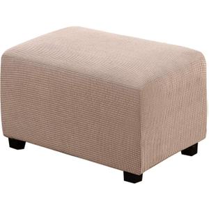 H.VERSAILTEX Ottoman Cover Slipcover Rectangle Fit Length 29"-34" Footrest Sofa Slipcovers Stool Cover Footstool Protector Covers Feature Stretch Thick Soft Jacquard Fabric Removable Washable - Sand (Large)