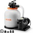 VEVOR 16 in Sand Filter Pump for Above Ground Pool, 0.75 HP 4400 GPH, Swimming Pool Sand Filter Pump with Pre-Assembled Core & Leak-Resistant Design, 6-Way Valve, High-Efficiency Filtration for Pools