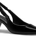 Coutgo Womens Slingback Kitten Heels Closed Pointed Toe Bowknot Patent Leather Slip on Work Pumps Dress Shoes (9.5, Black)