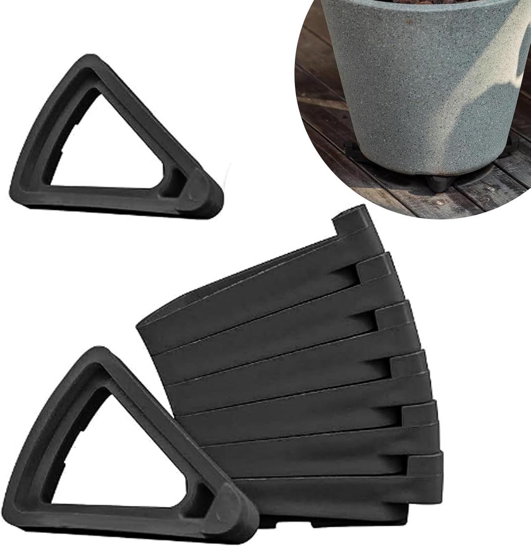 24PCS Flower Pot Risers ToesInvisible Plant Pot Feet for Outdoor PlantersIndoor Secure Compressive Environmental Triangular Lifters Supports (Large Black)
