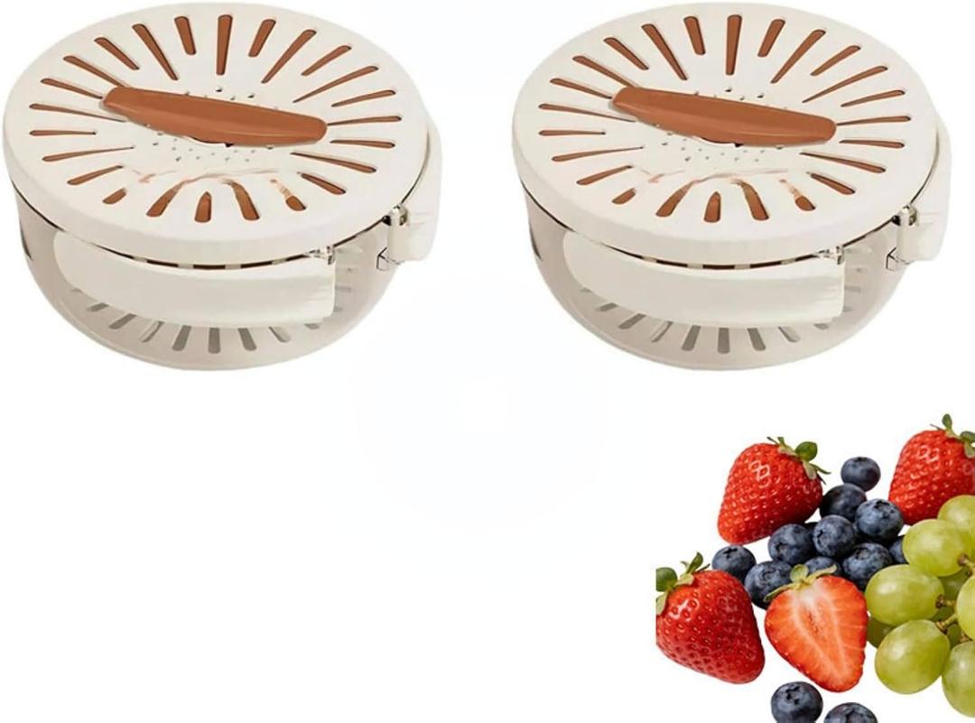 2026 New Draining And Preservation Basket, 2 In 1 Drainer And Strainer, Draining And Preservation Basket, Rotating Lid Mechanism, Durable Leak-Proof Easy Clean (2pcs, Brown)