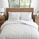 Tahari Home - Comforter Set, Lightweight Bedding with Matching Pillow Shams, Chic Room Decor, Seersucker Striped Room Decor (Aria White/Grey, King)