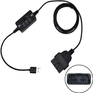 USB Powered Vehicle OBD II Connector Memory Saver with Buzzer, Car ECU Emergency Power Supply Cable, Automotive Battery Replacement/Disconnect Tool, Save Settings During Battery Removal