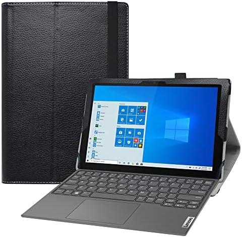 Bige PU Leather Folio Case for Lenovo IdeaPad Duet 3i 10.3" 2-in-1 Laptop - 2-Folding Stand Cover for Windows Duet 82AT00F2US, Black