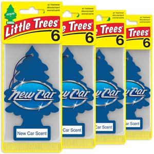 LITTLE TREES Car Air Freshener | Hanging Tree Provides Long Lasting Scent for Auto or Home | New Car Scent, 6-Packs (4 Count)