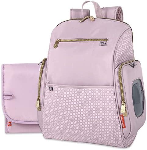 Fisher-Price Fastfinder Gemma Diaper Bag Backpack with Portable Changing Pad, Wipes Dispenser (Pink)