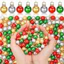 200pcs Christmas Mini Balls Ornaments Imitation Pearl Miniature Xmas Tree Hanging Decorations Colorful Glitter Balls for Christmas Holiday Party Decor(Red, Green, Gold, Sliver)