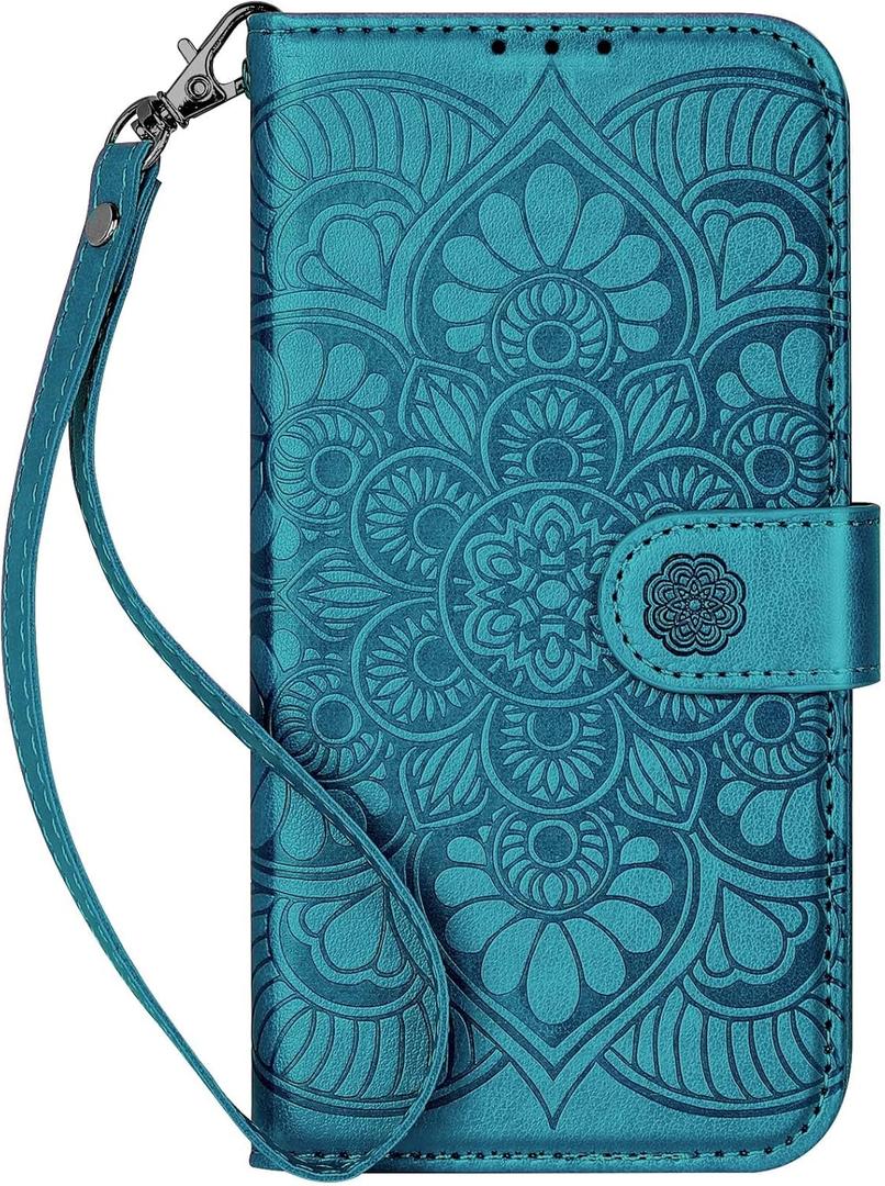 Wallet Case for iPhone 16 Pro,[RFID Blocking] 3 Card Holder Stand with Credit Card Slot PU Leather Magnetic Protective Flip Cover for iPhone 16 Pro (Blue)