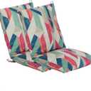Set of 2 Outdoor Dining Chair Cushions, Patio Seating Cushions, 38x18x4.5 inch, for Garden Patio Furniture (Red-Green Geometry)