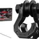 D Ring Separate Shackle with Snatch Block, 3/4" Easy Open Shackles w/Snatch Block Pulley, Heavy Duty Shackle for Towing Winch, Pulley for Off-Road Vehicle Recovery, Truck, ATV, UTV, BlackBlack