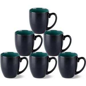 GBhome 12oz Coffee Mugs Set of 6, Large Ceramic Coffee Mugs for Man, Woman, Dad, Mom, Modern Coffee Mugs Set with handle for Tea/Latte/Cappuccino/Milk/Cocoa. Dishwasher&Microwave Safe,Green