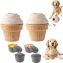Vayugo Dog Frozen Treat Toys 2 Pack, 3in1 Enrichment Toys for Dogs in Ice Cream Shape, Long Lasting Treat Dispensing Dog Interactive Toys for Aggressive Chewers to Keep Them Busy