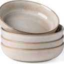 GBHOME 8.75'' Large Ceramic Pasta Bowls, 38oz Stoneware Pasta Serving Bowls Set of 4 for Kitchen, Wide Bowls for Fruit,Pasta,Salad,Oatmeal,Meal, Microwave Safe, Reactive Glaze-Cappuccino