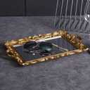 Sooyee Gold Decorative Tray,Bathroom Vanity Tray Decor, 15.3x9.8 Mirror Serving Tray with Handle for Dessert Table,Coffee Table,Vanity,Home Decor