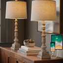 Oneach 27.75" Vintage Farmhouse USB Table Lamps Set of 2 for Living Room Bedroom Traditional Bedside Nightstand Lamp with Dual USB Port Resin Table Lamp with Rotary Switch for Living Room Bedroom