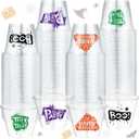 Dandat 80 Pcs Disposable Halloween Cups Plastic Clear Cups Halloween Party Happy Supplies for Liquor Coffee Juice Soda Beer Beverage (Classic Style,9 oz)