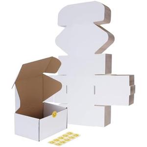 RLAVBL 10 Pack 6x4x3 Small Shipping Boxes, White Corrugated Cardboard Box for Packing, Mailing, Business