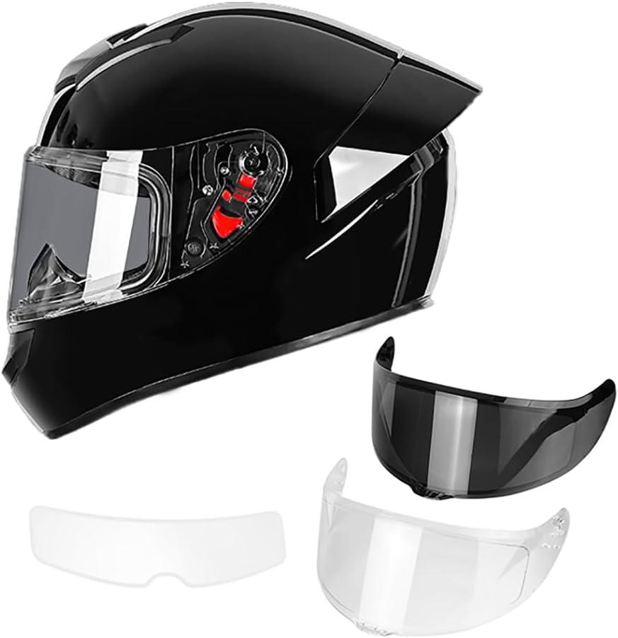 Full Face Motorcycle Helmet for Adults with DOT Approved, Lightweight Aerodynamic Street Bike Helmet for Men and Women, Three Layers Protection XXL
