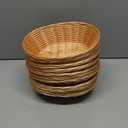 12Pcs Plastic Oval Baskets,Wicker Woven Fruit Basket Rattan Food Storage Baskets Bulk, Bread Baskets for Serving,Lightweight Snack Storage Bins,Stackable Empty Baskets for Kitchens,Christmas Gifts