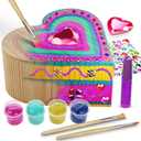 Pretty Me Paint Your Own Wooden Kids Heart Treasure Box Kit - Basket Stuffers - Art Kits for Toddler Girl - Arts and Craft Gifts for Ages 4-6 Year Old Girls - DIY Jewelry - Toys - Crafts Painting Gift