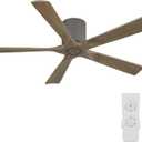 ELEHINSER 52 Inch Flush Mount Ceiling Fan without Light, Low Profile Modern Ceiling Fan with Remote, Quiet DC Motor, 6-Speed, Timer, 5 Solid Wood Blades, Charcoal Grey