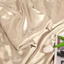 Vonty Satin Throw Blanket Taupe Satin Blankets 50x60 Inches(with Small Flowers), Cooling & Silky Throw Blanket Wrinkle-Free Cable Knit Throw Blankets for Coush Sofa Bed Outdoor