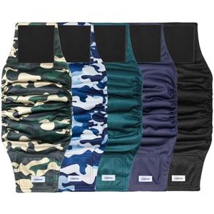 Reusable Dog Diapers Male, Premium Washable Belly Bands for Male Dogs, Pack of 5, High Absorbing Large Male Dog Wraps for Doggie & Puppy in Incontinence or Excitable Urination and Training(L)